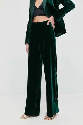Luisa Spagnoli spodnie z domieszką jedwabiu Omologo damskie kolor zielony proste high waist