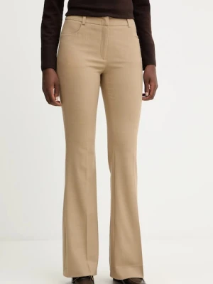 Luisa Spagnoli spodnie z wełną damskie kolor zielony dzwony high waist 542617