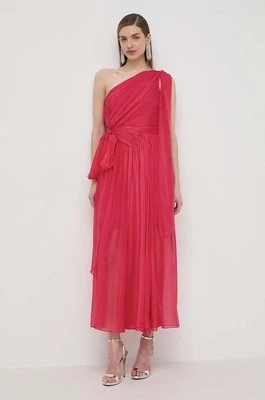 Luisa Spagnoli sukienka jedwabna PANNELLO kolor różowy maxi rozkloszowana 540965