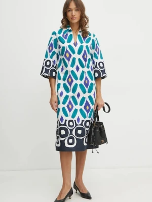 Luisa Spagnoli sukienka kolor niebieski midi prosta 542073