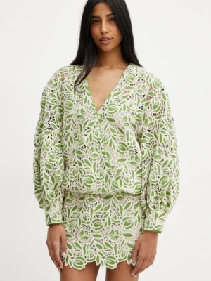 Luisa Spagnoli sukienka kolor zielony mini oversize 542278