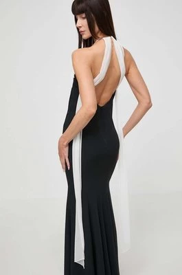 Luisa Spagnoli sukienka z domieszką jedwabiu PENDENTE kolor czarny maxi rozkloszowana 540714