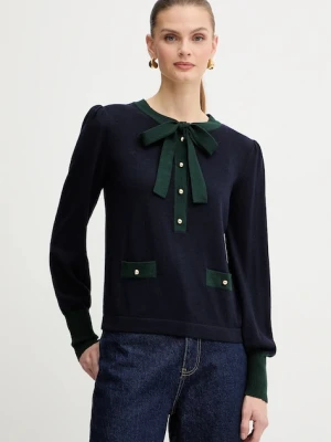 Luisa Spagnoli sweter wełniany damski kolor granatowy lekki 100211