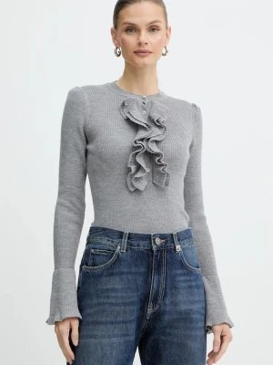 Luisa Spagnoli sweter wełniany damski kolor szary ciepły 100114