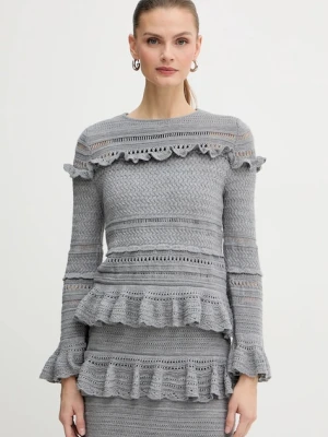 Luisa Spagnoli sweter wełniany damski kolor szary lekki 100222