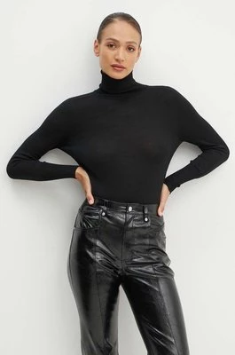 Luisa Spagnoli sweter wełniany MANOS D damski kolor czarny lekki z golfem 58439