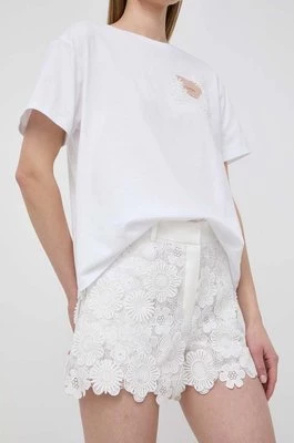 Luisa Spagnoli szorty damskie kolor biały gładkie high waist