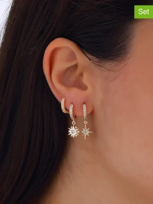 Luja Bijoux 3-częściowy zestaw kolczyków-kreoli z cyrkoniami rozmiar: onesize