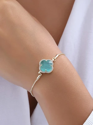Luja Bijoux Pozłacana bransoletka z cyrkoniami i kamieniem szlachetnym rozmiar: onesize