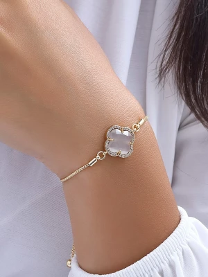 Luja Bijoux Pozłacana bransoletka z cyrkoniami i masą perłową rozmiar: onesize