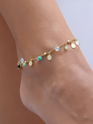 Luja Bijoux Pozłacana bransoletka z elementami ozdobnymi na kostkę rozmiar: onesize