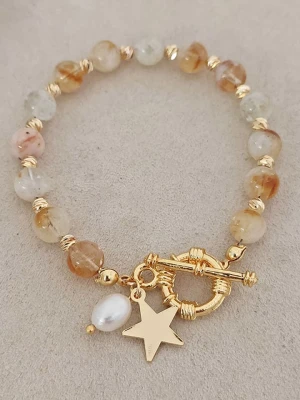 Luja Bijoux Pozłacana bransoletka z perłą i cytrynem rozmiar: onesize