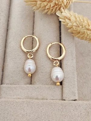 Luja Bijoux Pozłacane kolczyki-kreole z perłami rozmiar: onesize