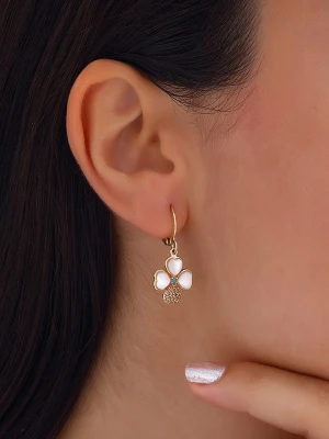 Luja Bijoux Pozłacane kolczyki z cyrkoniami i masą perłową rozmiar: onesize