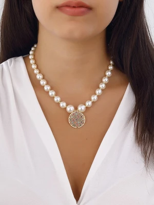Luja Bijoux Pozłacany naszyjnik "Flower of Life" z cyrkoniami i masą perłową rozmiar: onesize