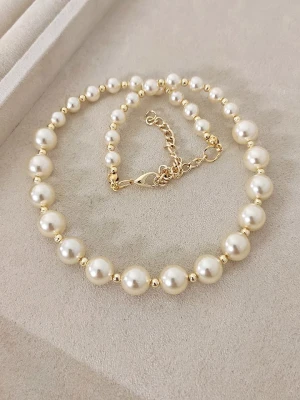 Luja Bijoux Pozłacany naszyjnik z perłami syntetycznymi rozmiar: onesize
