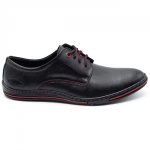 Lukas Skórzane buty męskie 295LU czarne z czerwonym czerwone