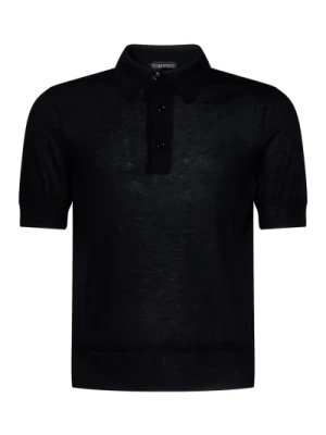 Luksusowa Czarna Koszulka Polo dla Mężczyzn Tom Ford