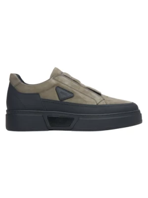 Luksusowe Zielone Nubukowe Slip-On Sneakers Estro