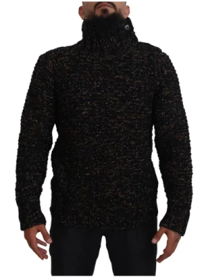 Luksusowy Brązowy Sweter z Golfem Ręcznie Robiony Dolce & Gabbana
