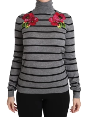 Luksusowy Kwiatowy Sweter z Kaszmiru i Jedwabiu Dolce & Gabbana