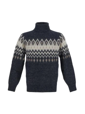Luksusowy Sweter z Geometrycznym Wzorem Brunello Cucinelli