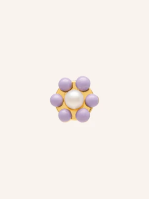 Lulu Copenhagen Kolczyk Na Sztyft Bouquet Purple Flower gold