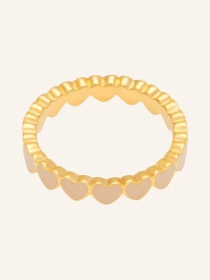Lulu Copenhagen Pierścionek Connected Hearts beige