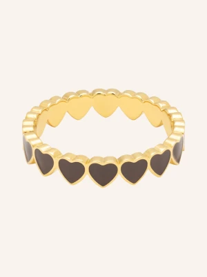 Lulu Copenhagen Pierścionek Connected Hearts braun