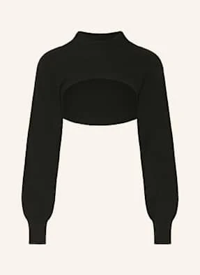 Lululemon Krótki Sweter Cotton-Blend Mockneck Knit Shrug schwarz