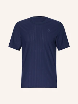 Lululemon T-Shirt Striped Mesh blau