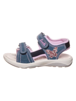 Lurchi Skórzane sandały "Fia" w kolorze niebiesko-jasnoróżowym rozmiar: 35