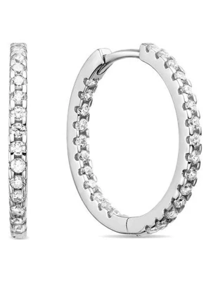 Luxenter Srebrne kolczyki-kreole z cyrkoniami rozmiar: onesize