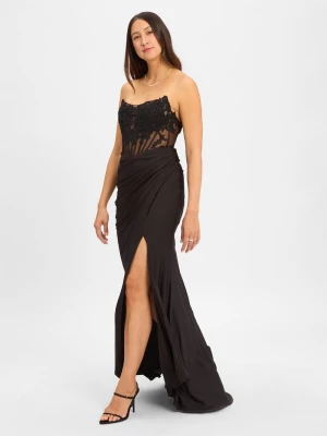 Luxuar Fashion Damska sukienka wieczorowa Kobiety czarny jednolity,