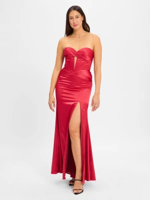 Luxuar Fashion Damska sukienka wieczorowa Kobiety czerwony jednolity,