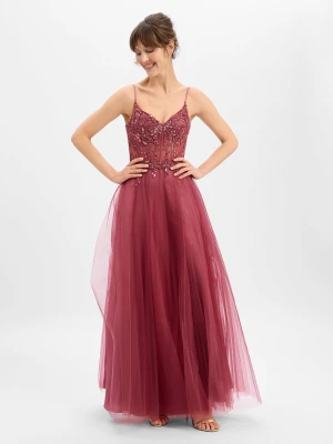 Luxuar Fashion Damska sukienka wieczorowa Kobiety czerwony jednolity,