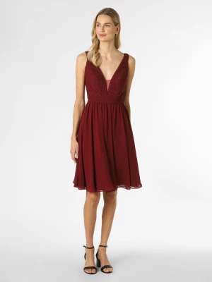 Luxuar Fashion Damska sukienka wieczorowa Kobiety Koronka czerwony jednolity,
