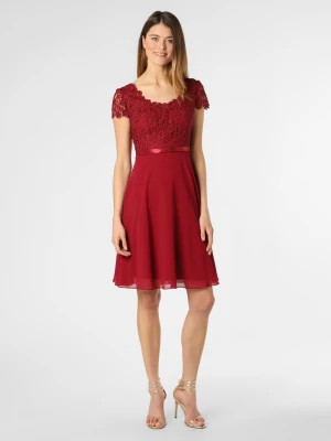 Luxuar Fashion Damska sukienka wieczorowa Kobiety Koronka czerwony jednolity,