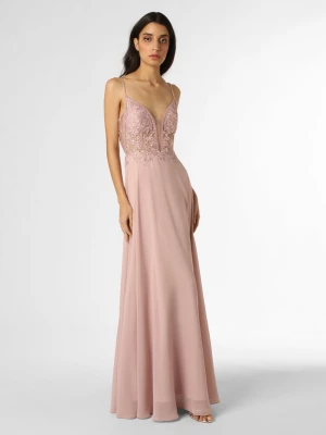 Luxuar Fashion Damska sukienka wieczorowa Kobiety Koronka różowy jednolity,