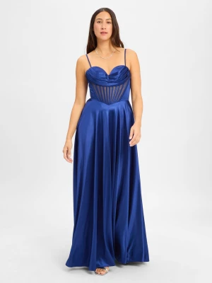 Luxuar Fashion Damska sukienka wieczorowa Kobiety niebieski jednolity,