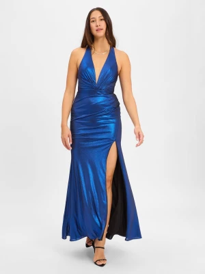 Luxuar Fashion Damska sukienka wieczorowa Kobiety niebieski jednolity,