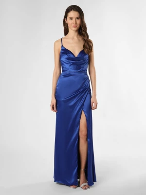 Luxuar Fashion Damska sukienka wieczorowa Kobiety Satyna niebieski jednolity,