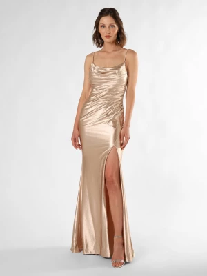 Luxuar Fashion Damska sukienka wieczorowa Kobiety Sztuczne włókno beżowy|złoty jednolity,