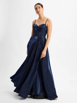 Luxuar Fashion Damska sukienka wieczorowa Kobiety Sztuczne włókno niebieski jednolity,