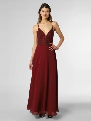 Luxuar Fashion Damska sukienka wieczorowa Kobiety Szyfon czerwony jednolity,