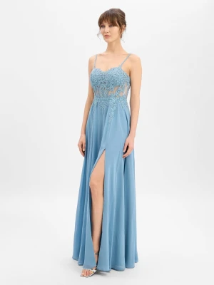 Luxuar Fashion Damska sukienka wieczorowa Kobiety zielony|niebieski jednolity,