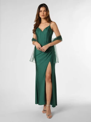 Luxuar Fashion Damska sukienka wieczorowa z etolą Kobiety Sztuczne włókno zielony jednolity,