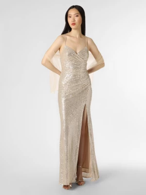 Luxuar Fashion Damska sukienka wieczorowa z etolą Kobiety Sztuczne włókno złoty jednolity,