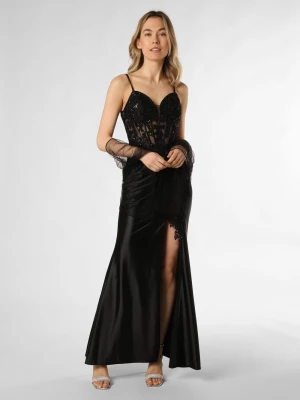 Luxuar Fashion Damska sukienka wieczorowa ze stułą Kobiety Sztuczne włókno czarny jednolity,