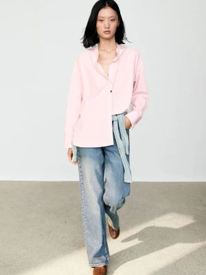 Luźna Bawełniana Koszula Ze Stójką - Glinkowy - - Massimo Dutti - Female
